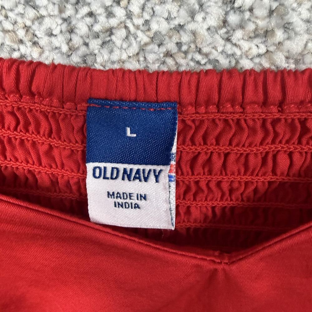 Old Navy Cropped Blouse L Milkmaid Peasant Cottagecore Peplum Romantic Coquette - Picture 4 of 13